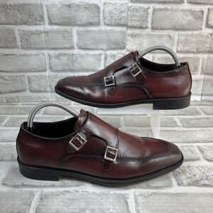 Studio Belvedere Cambridge Men's 8 D Burgundy Leather Double Monk Strap Shoes